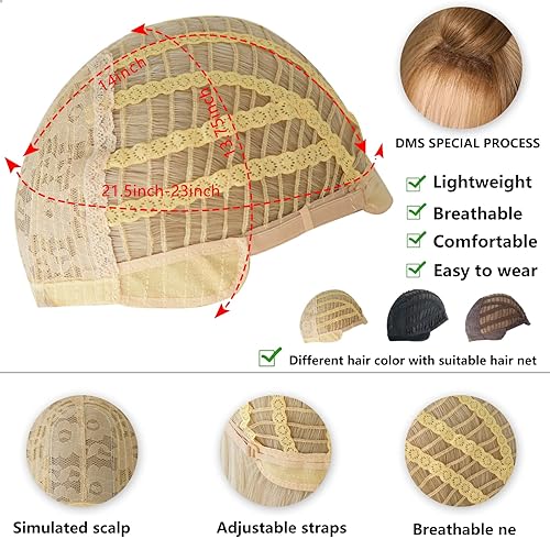 Miniatura 7 de 7JHH WIGS Peluca rubia larga con flequillo para mujer, fibra resistente al calor, pelucas de cabello sintético en capas de 25 pulgadas con raíces