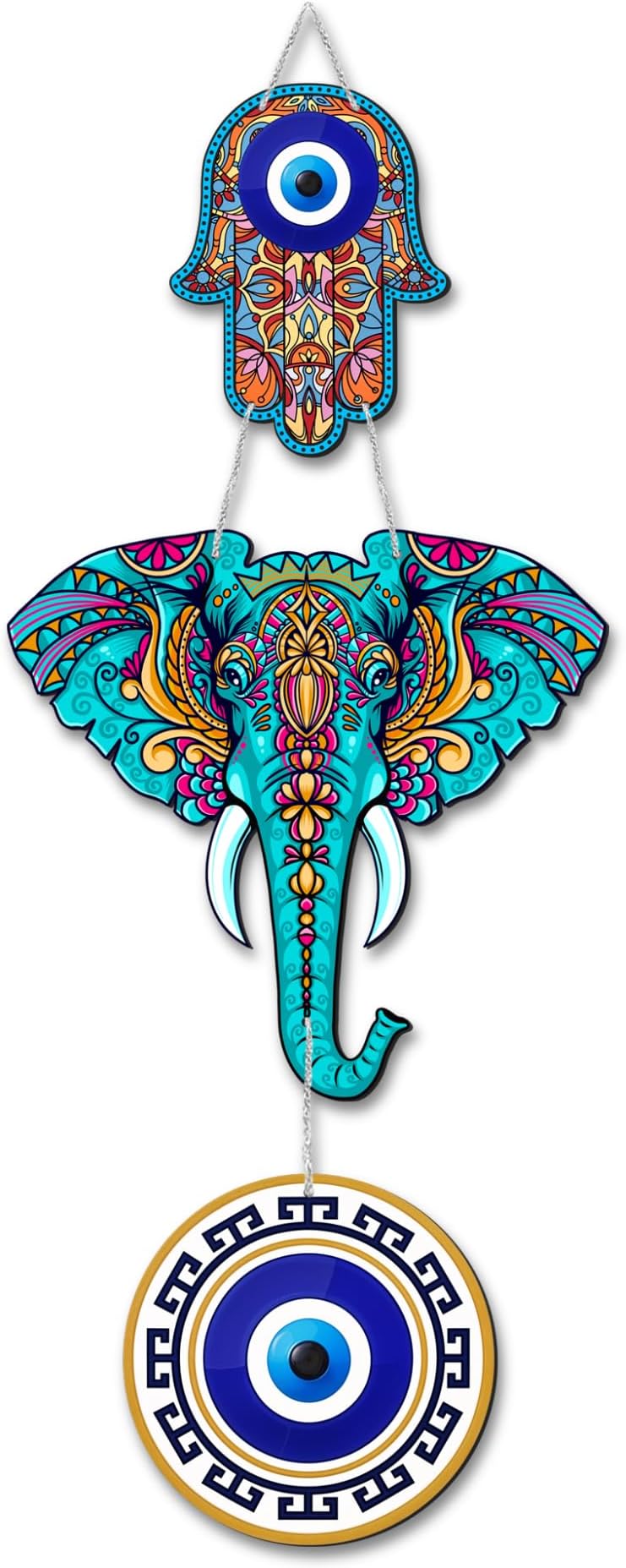 Regalo Casila Elephant Wooden Wall Hanging for Home Decor - Handcrafted Wooden Art, Good Luck Charm, and Protection Symbol for Living Room, Bedroom, or Office - 18 X 6.5 inch