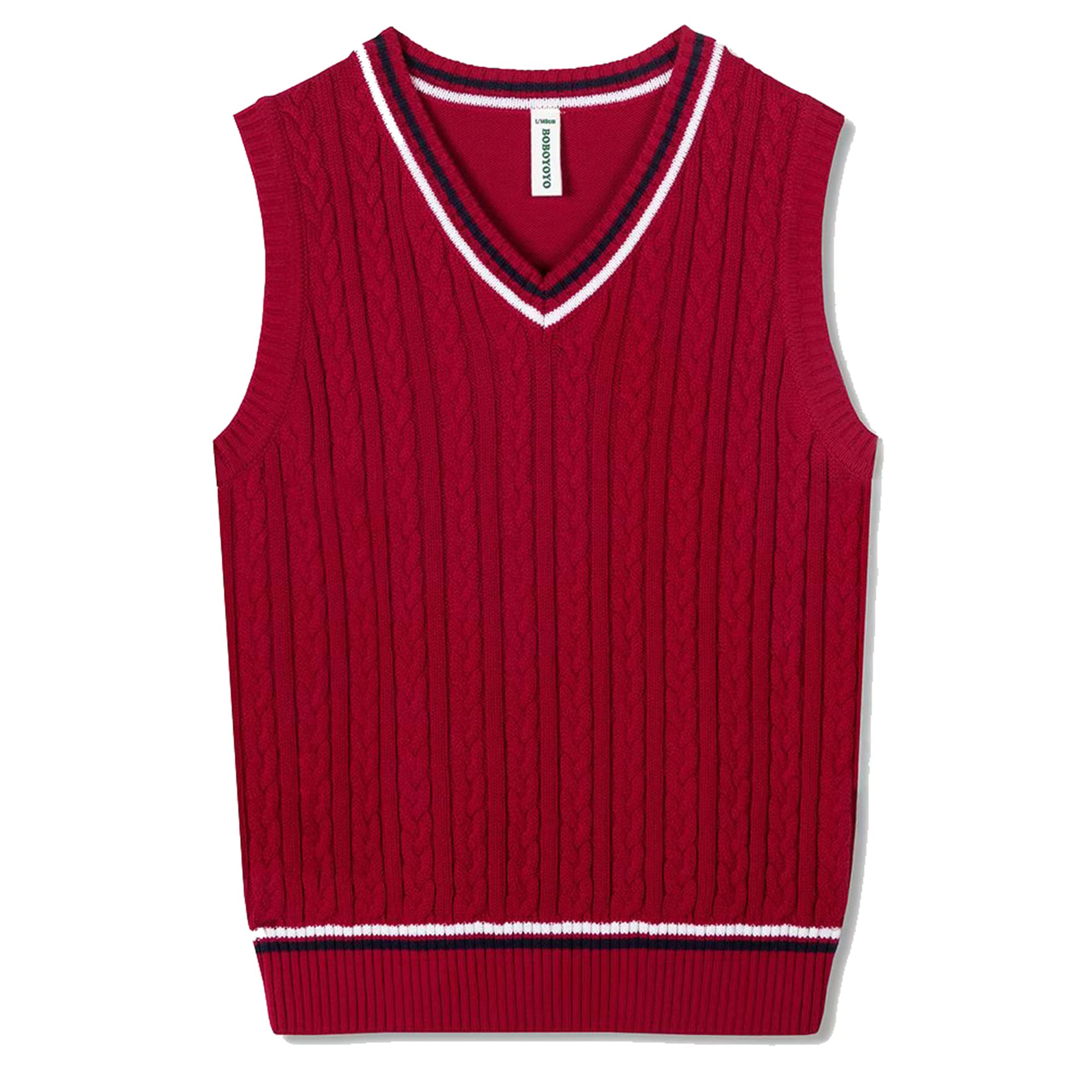BOBOYOYO Boys Sweater Vest Unisex Cable Knit 100% Cotton Toddler Uniform Vest for Little Big Childrens Kids Teenage Girls