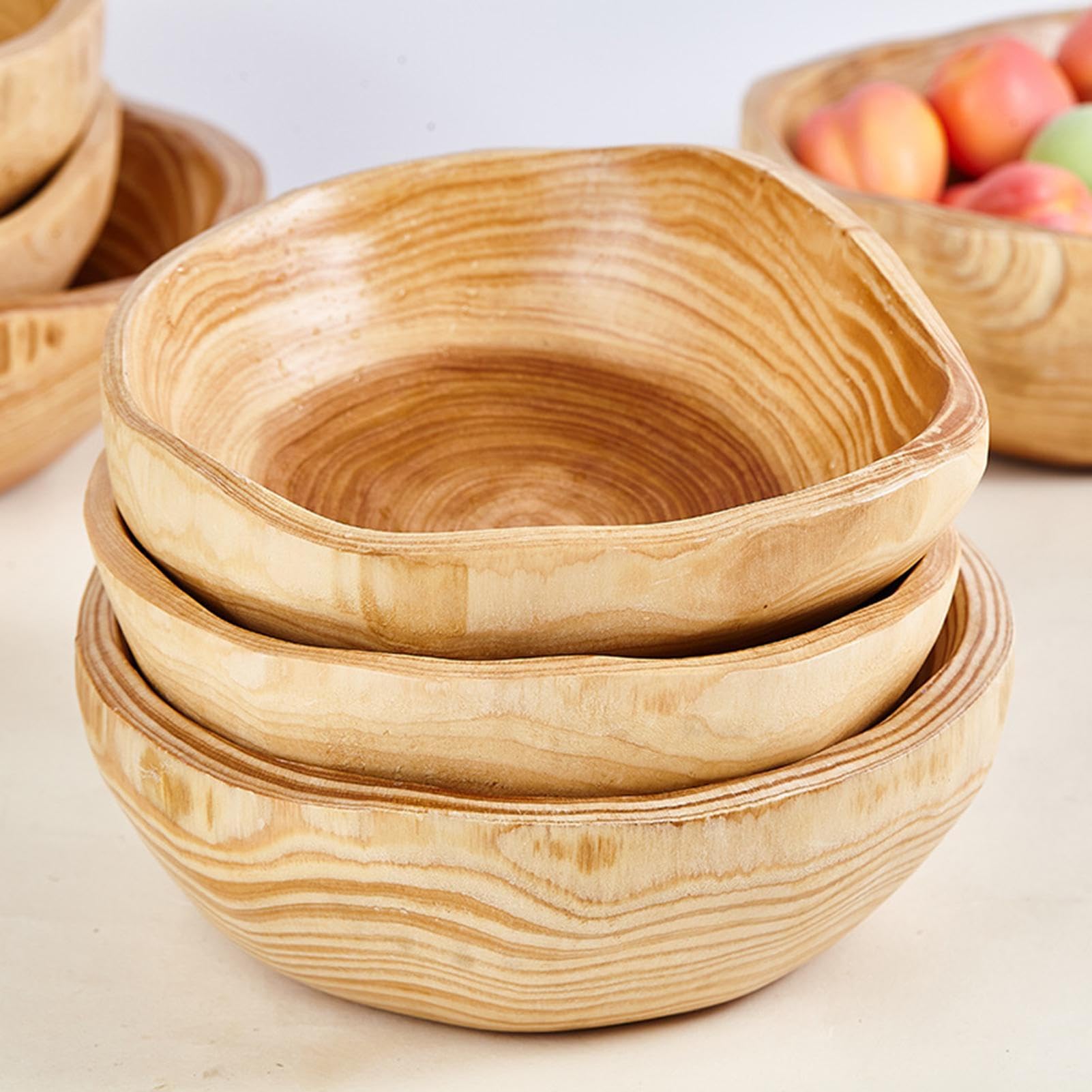 per frutta e verdura, vassoio da portata in legno, 30 cm, insalatiera in legno lucido di alta qualità con design rustico per cucina, tavolo, sala da pranzo, soggiorno, ufficio