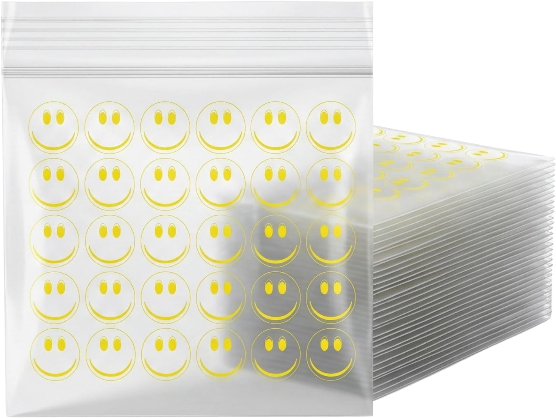 Grip Seal Bags Zip Lock Bags Resealable Plastic Bags Baggies (30x30 mm (200 Pcs), Smile)