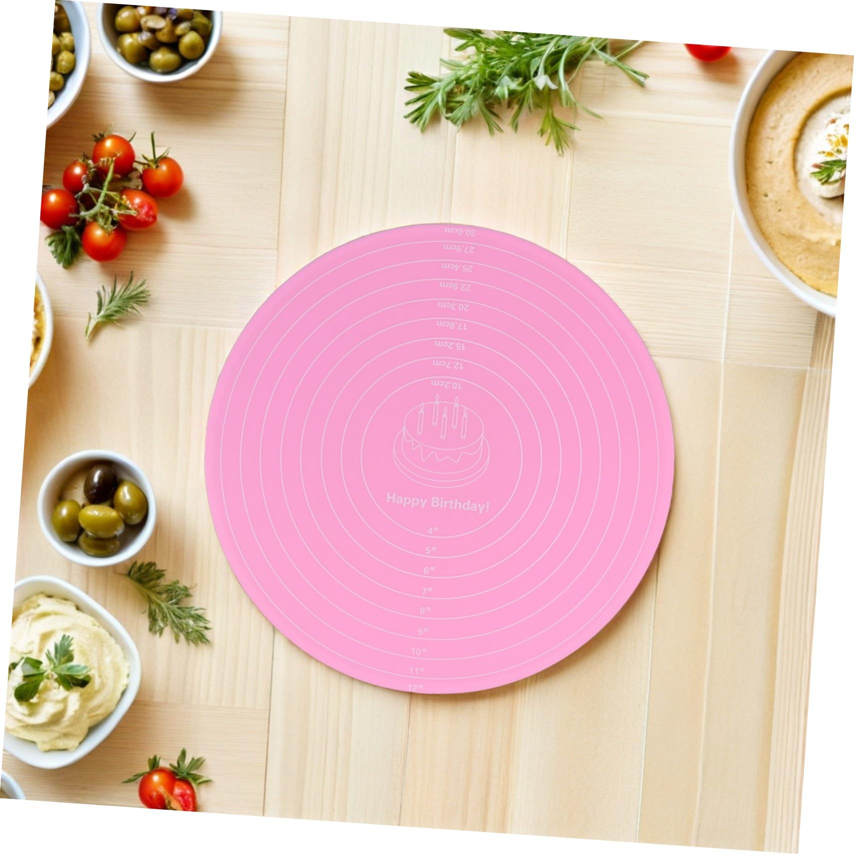 PRETYZOOM 12 Stck. Backmatte Runde Nicht-Schicht-Matte Silikonpolster Kuchen Back Antirutschmatte aus Silikon Maße Fondantmatte Silikontischmatten runde Tortenunterlage Kieselgel Rosa