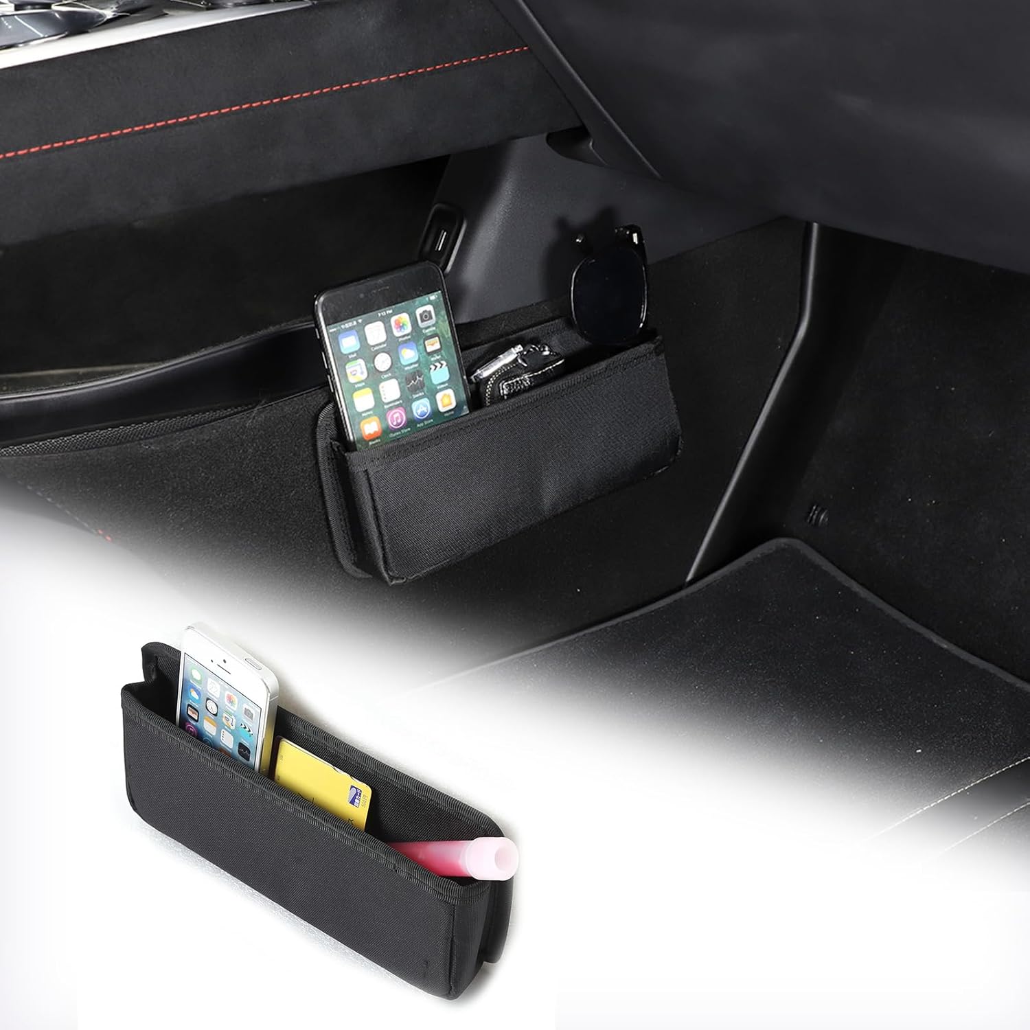 Car Center Console Side Hanging Storage Bag Compatible with Lotus Emira 2022-2024, Gear Shift Console Side Storage Organizer Bag, Shifter Storage Box Accessories (2pcs)