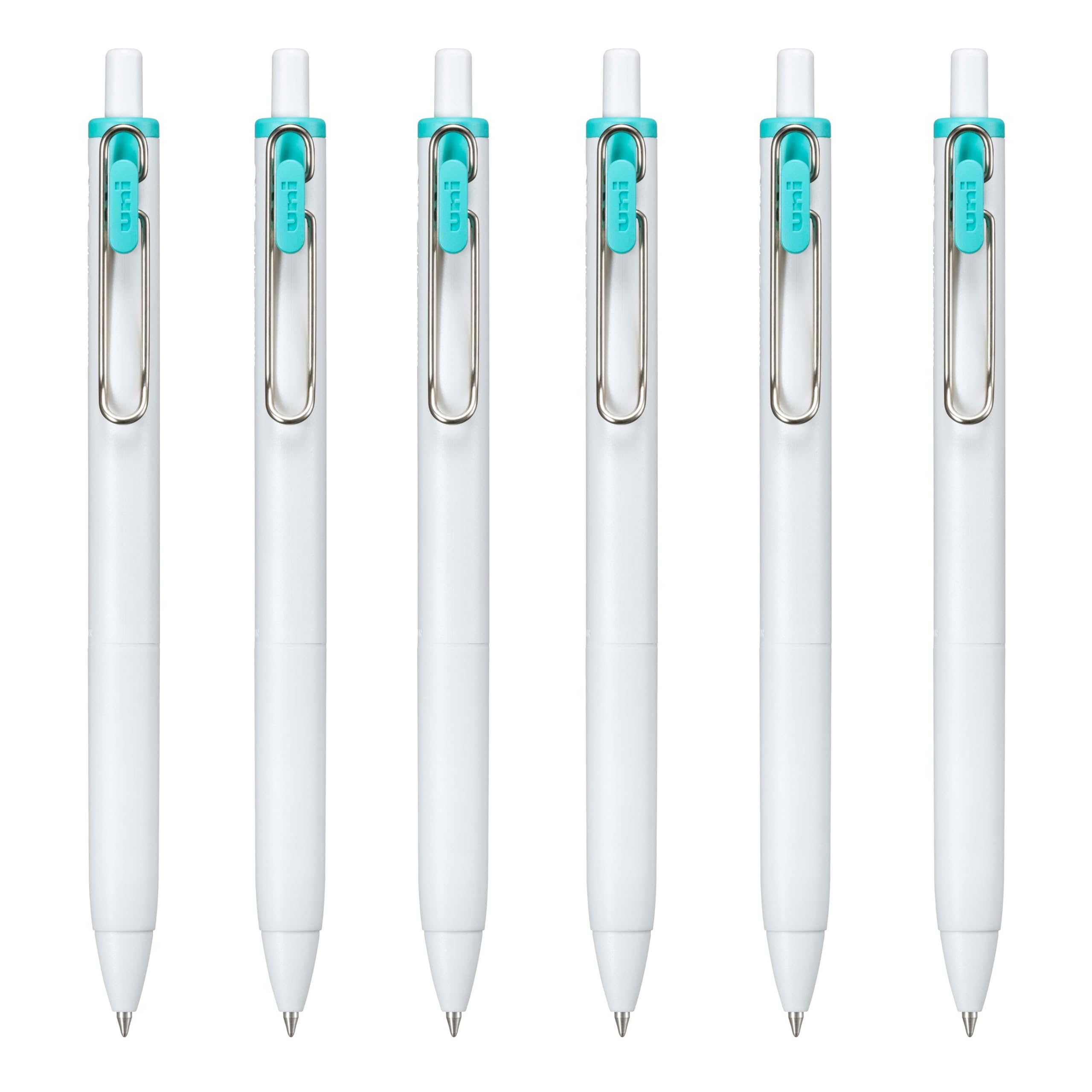 Uni-Ball Ein einziehbarer Gelschreiber, mittlere Spitze (0,7 mm), türkise Tinte, 6 Stifte