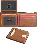 VATAN Wallet for Men Slim RFID Blocking Leather Credit Card Holder Wallet for 15 Cards, Bifold Minimalist Thin Wallet with 2 ID Windows & Cash Slot, with Gift Box (Carbon Fiber Black)
