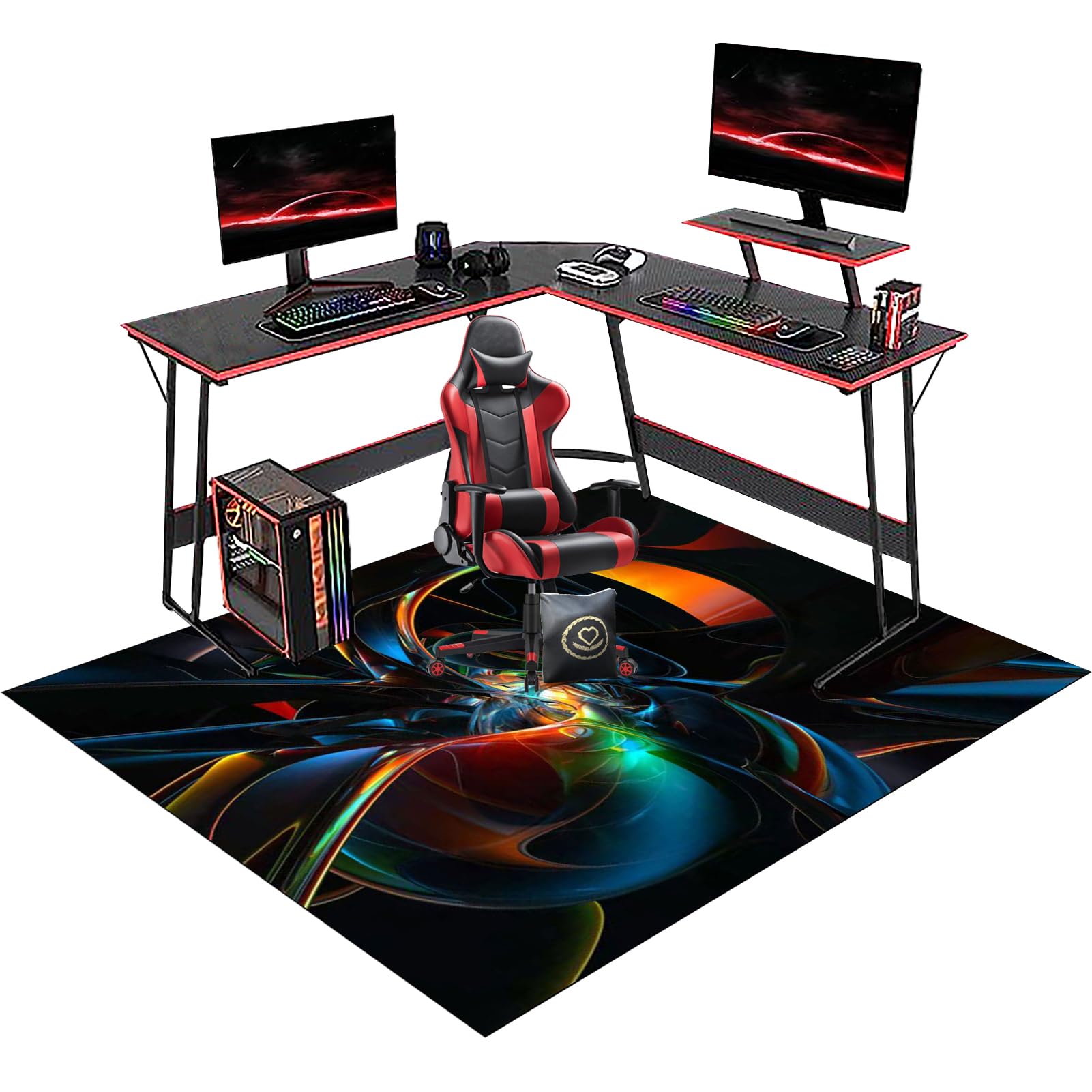 RxiBeFuw Gaming Chair Mat - Office Chair Mat for Carpeted Floor - Non-Slip Desk Chair Mat - 100 x 140 cm Low/No Pile Carpet Protector Chair Mat for Easy Glide - Floor Protector for Rolling Chair โ image 1