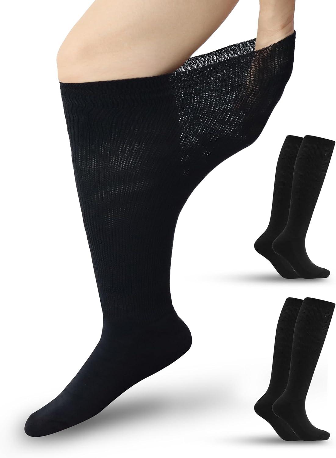 Diabetic Socks for Women & Men Extra Wide, Over The Calf Non Binding Lymphedema Neuropathy Swollen Feet for Women Men
