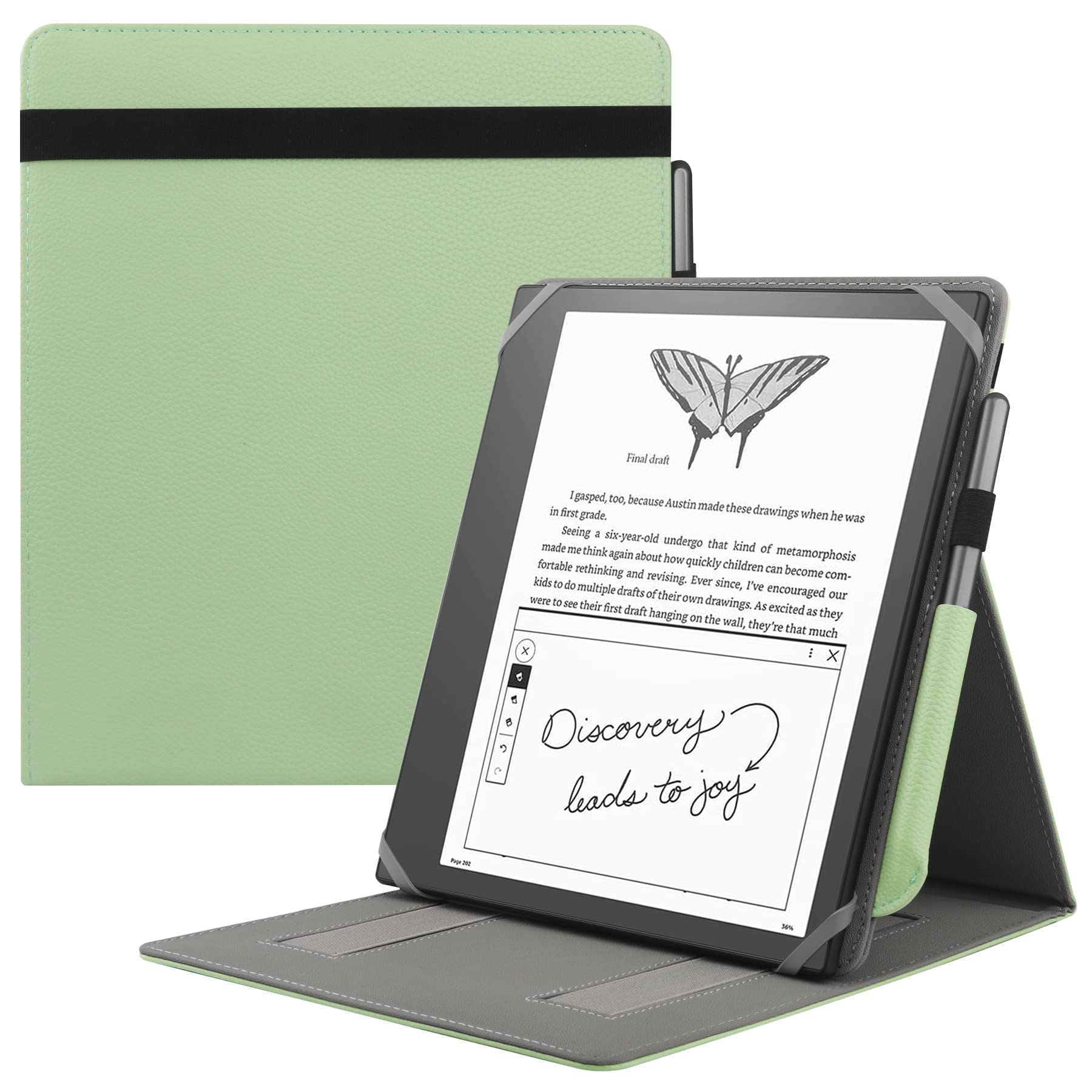 HoYiXi Universal Hülle für 11 Zoll Kindle Scribe (2025 Release),Kompatibel 10.3 Zoll Remarkable 2(2020 Release) Faltbare Vertikal Flip Ständer Schutzhülle mit Stifthalter - schwarz
