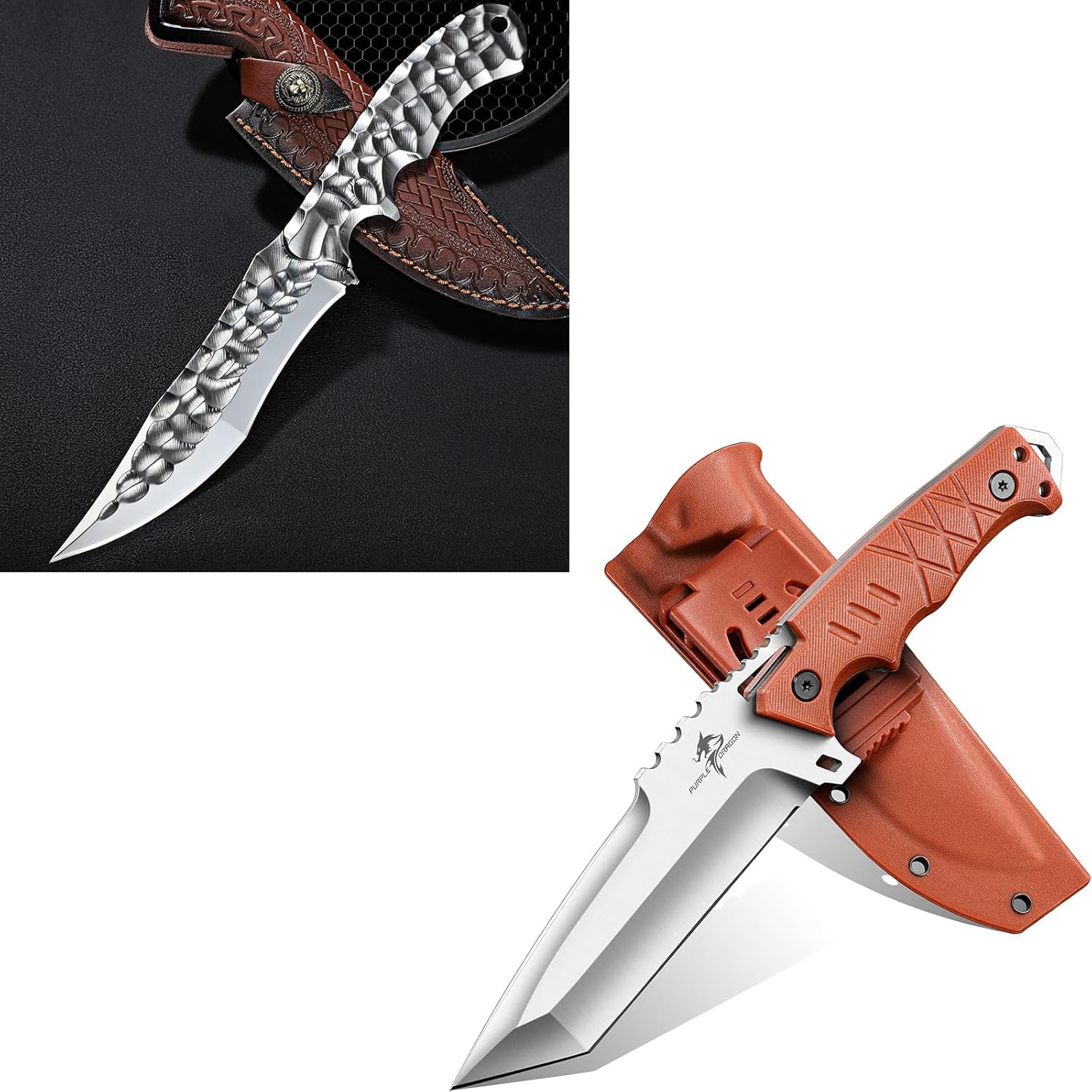 Purple Dragon Outdoor Knife- Fixed Blade Knife with Sheath