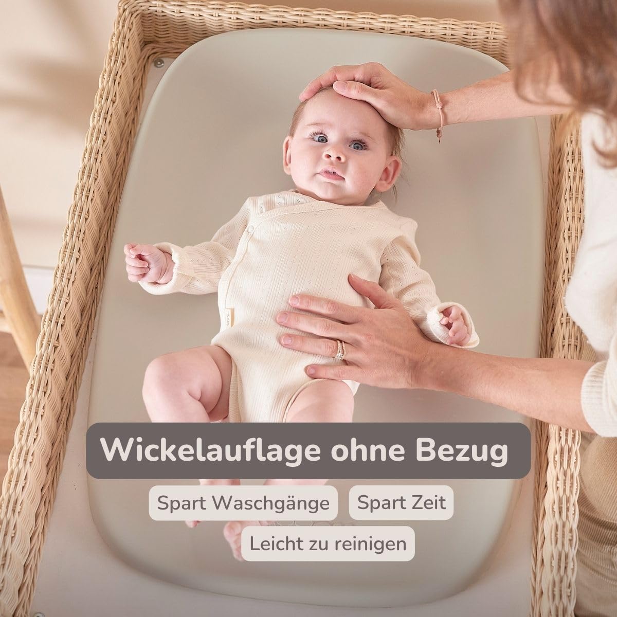Nattou Wickelauflage - Wickelauflage Abwaschbar und wasserdicht auf PU-Schaum - Leicht und weich Baby Wickelunterlage - Wickelunterlage mit erhöhten Rändern - 50x70 cm - Tonfarben