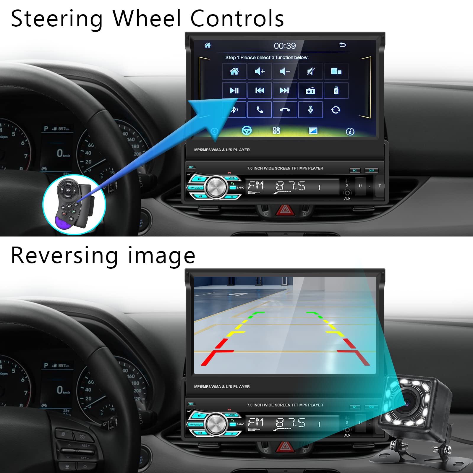 Buy Podofo Single Din Touchscreen Car Stereo with Apple Carplay and