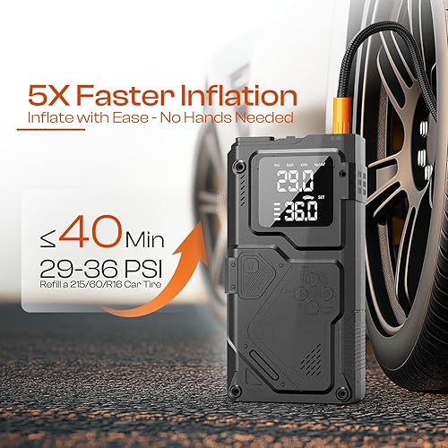 Miniatura 3 de Arrancador con compresor de aire  Batería de coche de 3000 A (todo gasolina10 L diesel), con inflador automático de neumáticos de 150 PSI, paquete