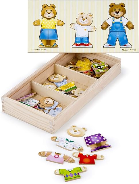 Melissa & Doug Wooden Bear Family Dress-Up Puzzle | Puzzles | Wooden Toy | 3+ | Gift for Boy or Girl