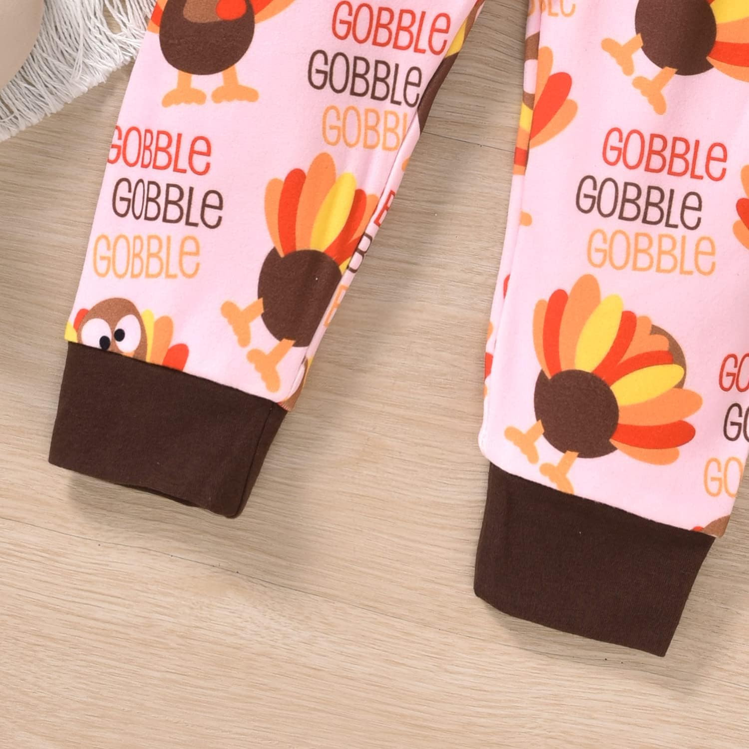 HIHA Infant Baby Toddler Girls Thanksgiving Outfit Ruffle Long Sleeve Dress Tops Turkey Pant Headband 2PCS Fall Clothes Set - Image 8