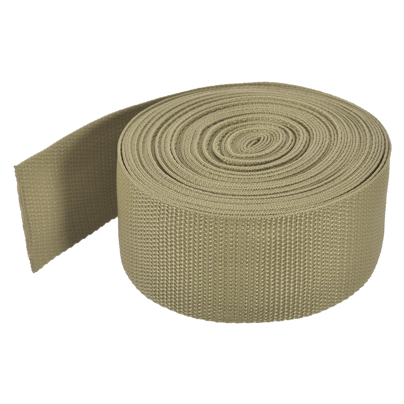 MECCANIXITY Lightweight Polypropylene Webbing Strap 2" 10 Yard Backpack Strapping Band Khaki for Outdoor Luggage Cargo Straps