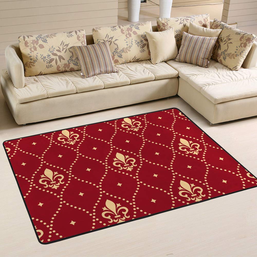 Tapis de salon Ruchen en lys dorés pour une chambre accueillante