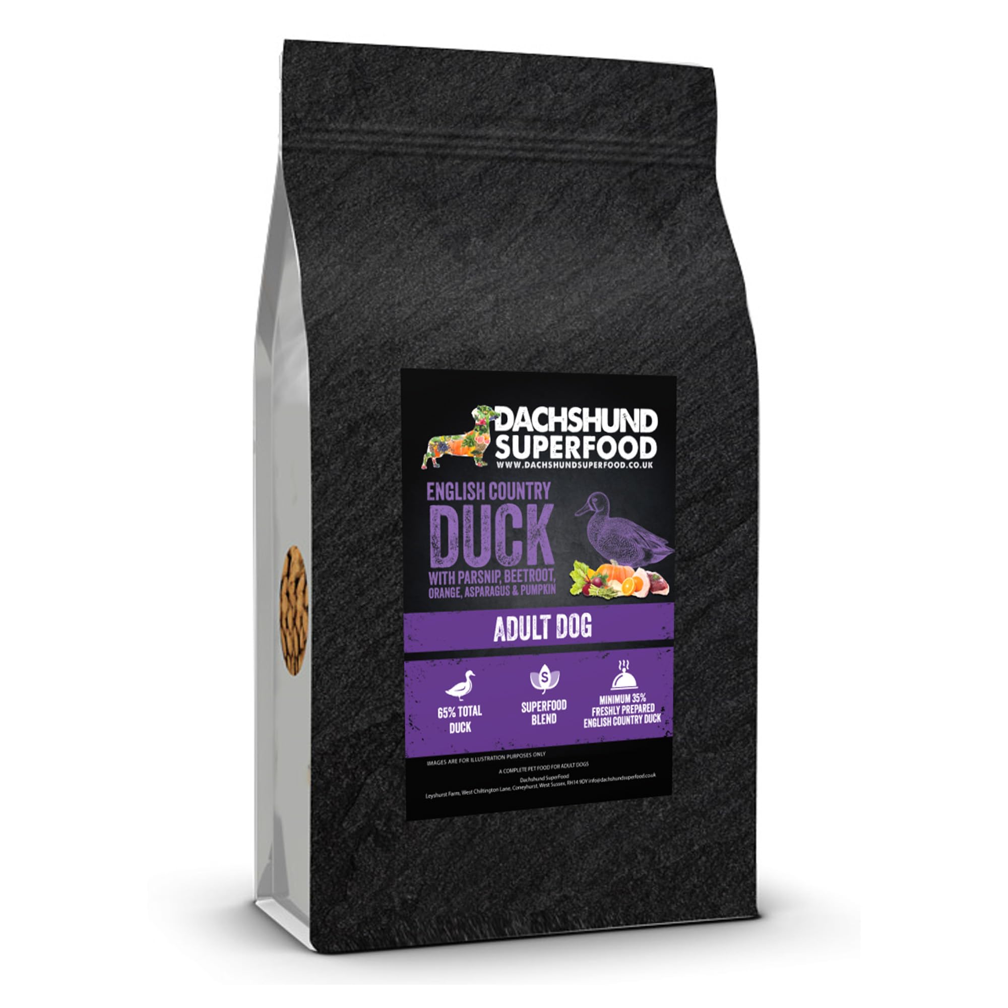DACHSHUND SUPERFOOD Dog Food, Duck Flavor, Allergy Rescue Recipe, 2kgs, 6kgs, 12kgs, Grain Free, Hypoallergenic
