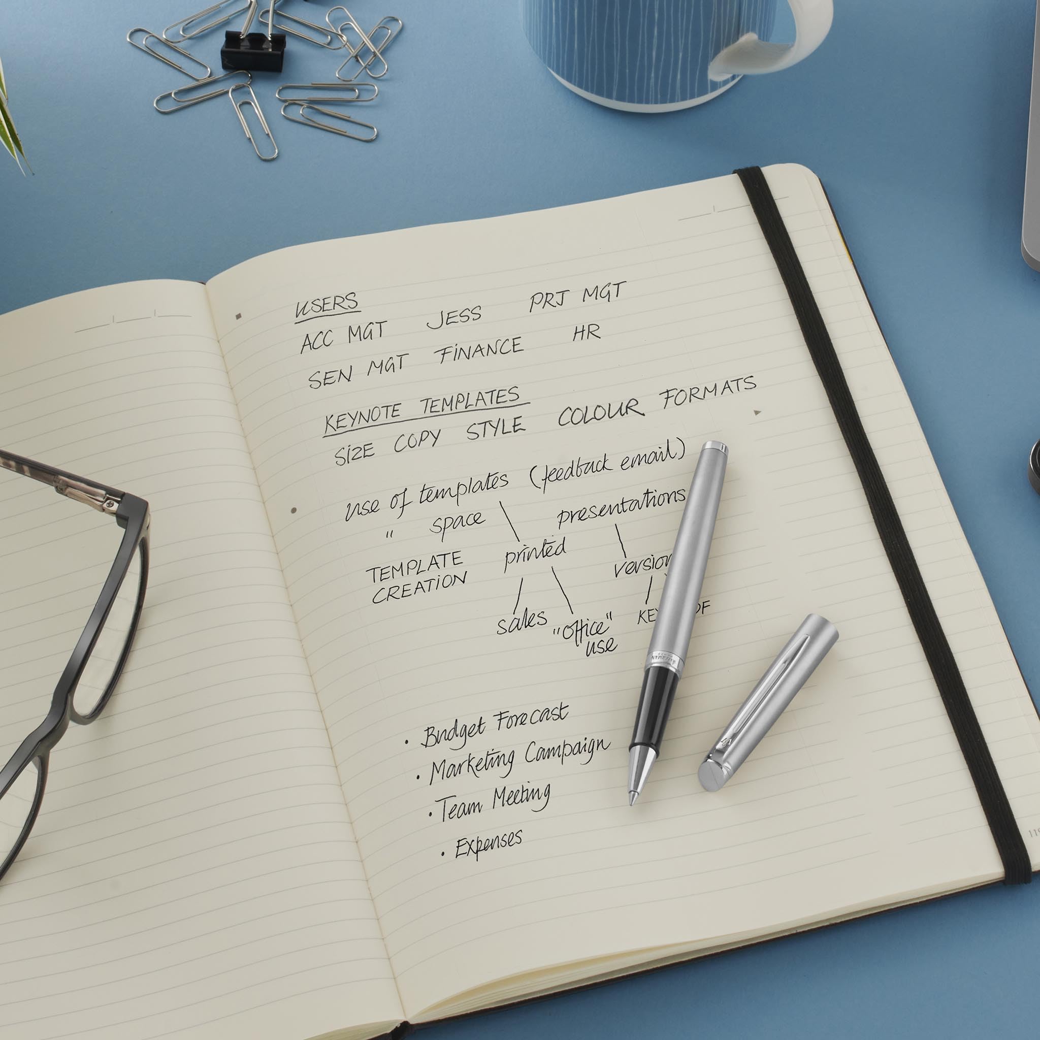 Waterman Hémisphère - Bolígrafo de punta redonda con grabado, pluma de lujo personalizada, regalo elegante para hombres y mujeres, tinta azul (acero inoxidable G.C.)