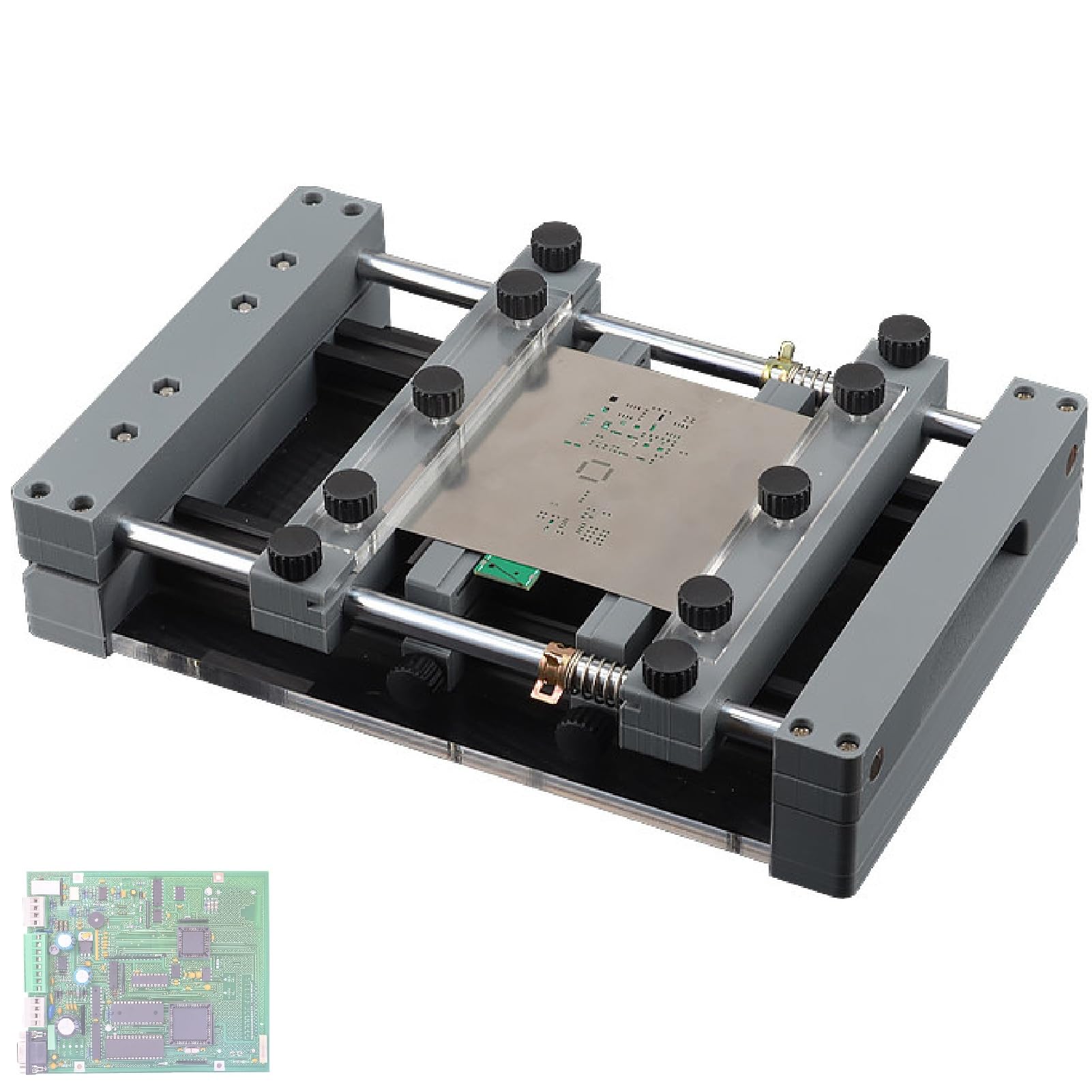 SMT - Mesa de impresión manual de pasta de soldadura, impresora de plantillas de PCB con marco ajustable, posicionamiento preciso para aficionados y fabricación de PCB de negocios pequeños (150 x 150