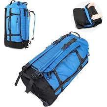 Vomgomfom 86L Collapsible Wheeled Duffle Bag Waterproof, Blue
