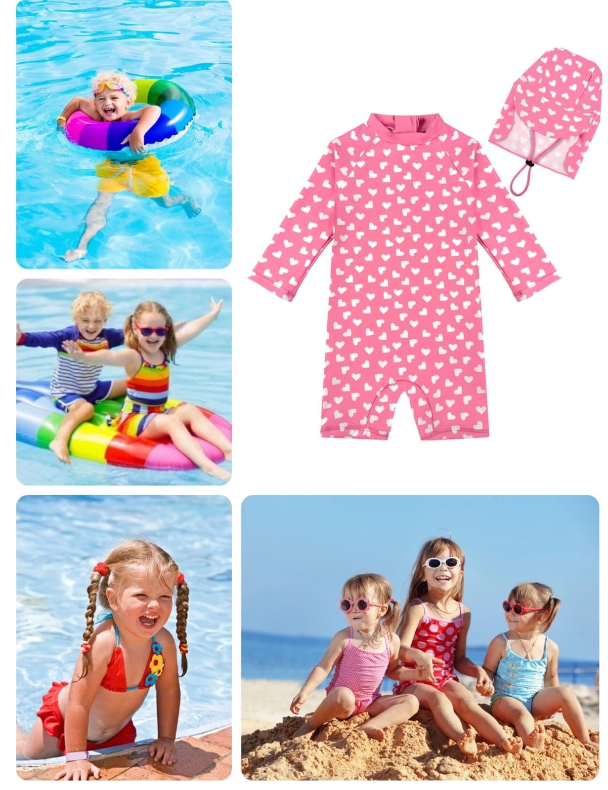 weVSwe Ropa UV para bebé con sombrero para el sol, bañador UPF 50+ cremallera de una pieza para niños de 0 a 3 años