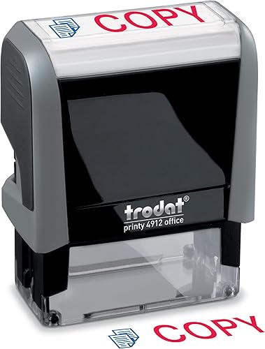 Trodat Sello 4912 Office Printy con texto en inglés  autoentintado, tinta roja y azul, tamaño de impresión 34" x 1-78"