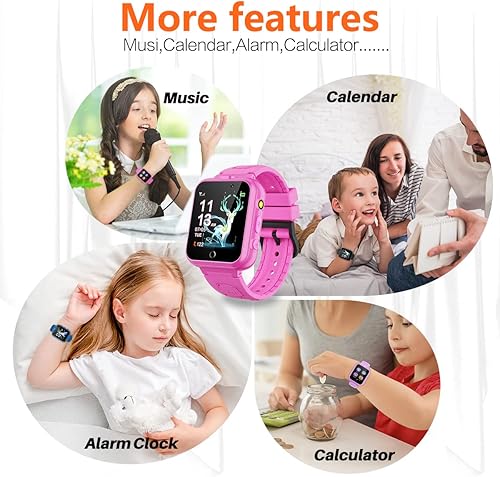 Miniatura 4 de Retysaz Reloj inteligente para niños, 24 juegos, podómetro, 2 cámaras HD, relojes inteligentes para niños de 3 a 12 años, gran regalo, cumpleaños,