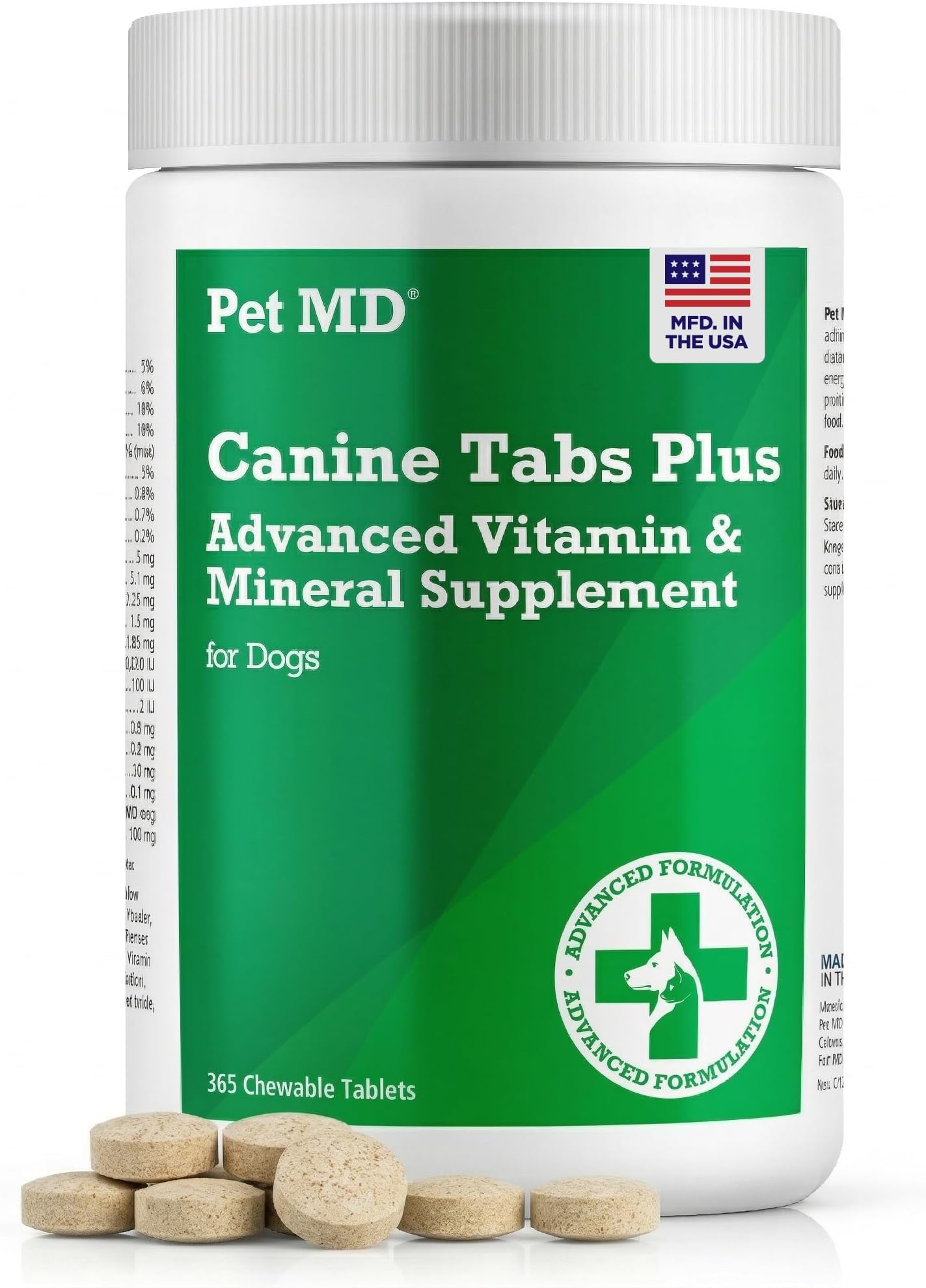 - Canine Tabs Plus 365 Count - Advanced Multivitamins for Dogs - Natural Daily Vitamin and Mineral Nutritional Supplement - Liver Flavored Chewable Tablets