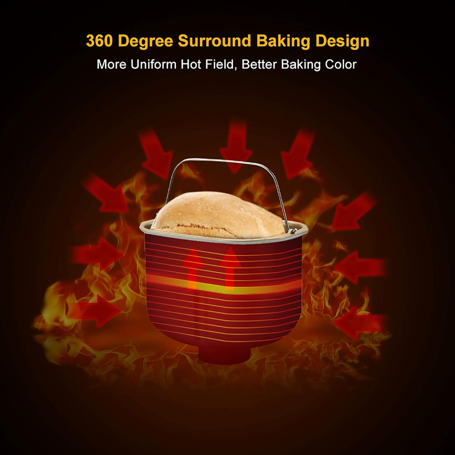 Automatic Bread Machine 3D Automatic Turning Breadmaker Professional Non-Stick Family Bread Maker With Smart Fruit Nuts Dispenser, 17 Progammes, 15 Hours Timing