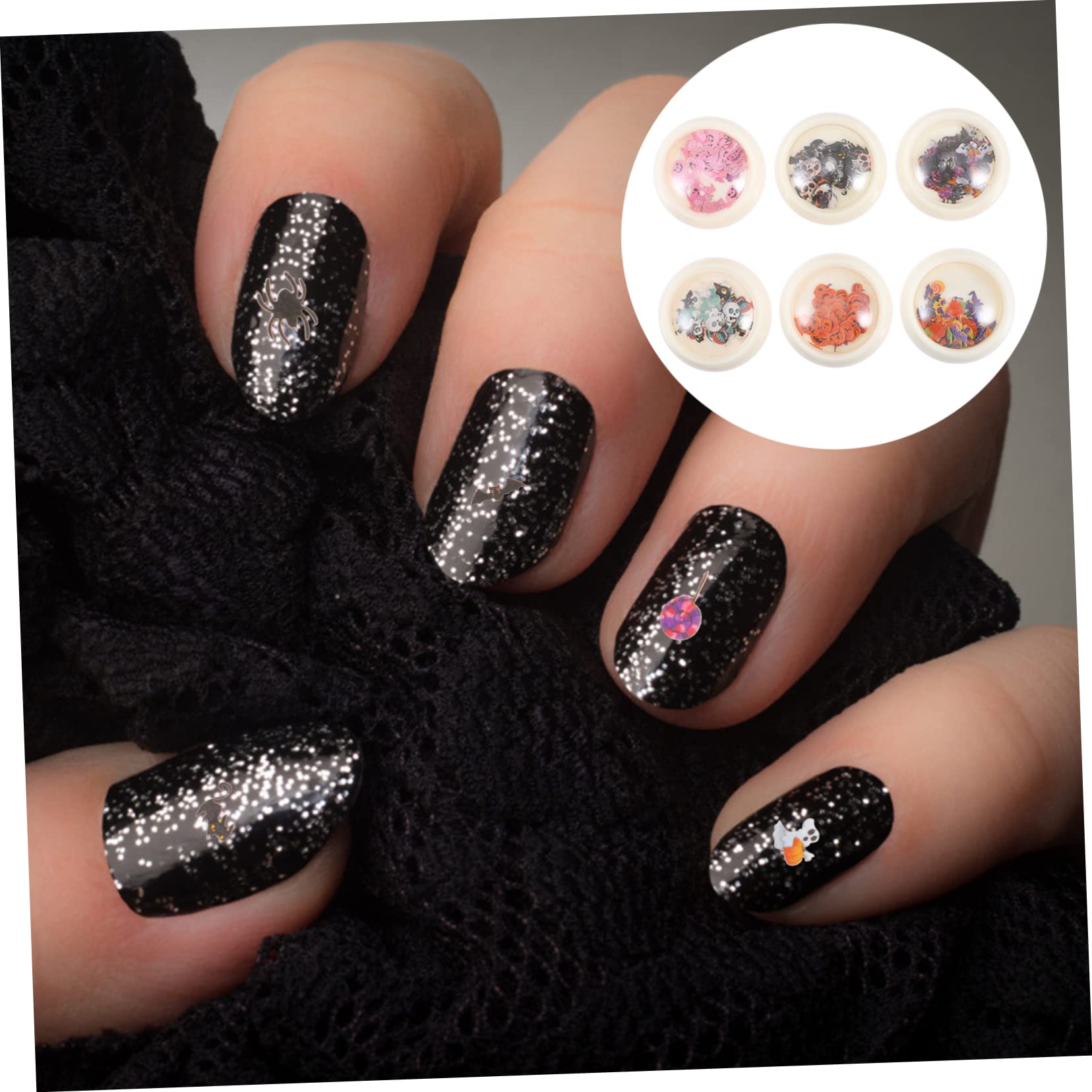 Healeved Decorazioni Per Unghie Halloween Adesivi Per Nail Art Sequins Fantasiosi Per Manicure Fai Da Te Perfetti Per Halloween e Decorazioni Festive