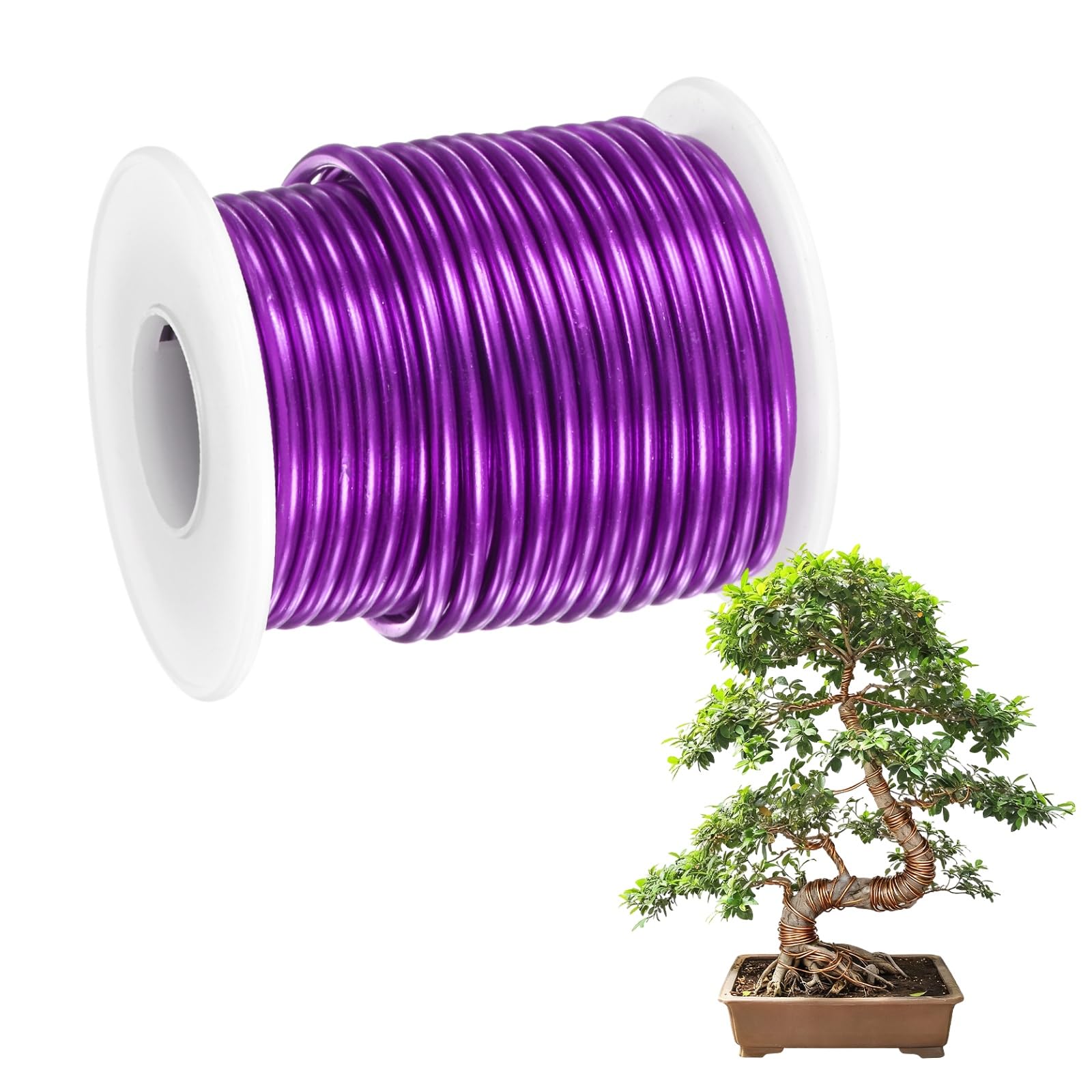 M METERXITY 1-Pack Bonsai Training Wire, 2.5mm x 33ft/10m Anodized Aluminum Bonsai Tree Wire for Fine Trunk/Gardening Branch/DIY Crafting [Purple]