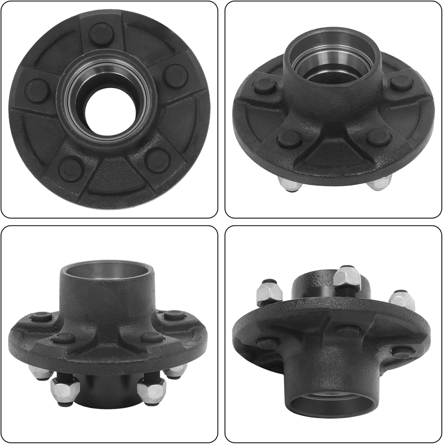 GXYWADY 2 Sets 5 on 4.5' Trailer Hub Kit and 8.25' Square Spindle Replacement for 3500 lbs 84 Spindle with Trailer Bearing Kit (6 Pieces/Set)