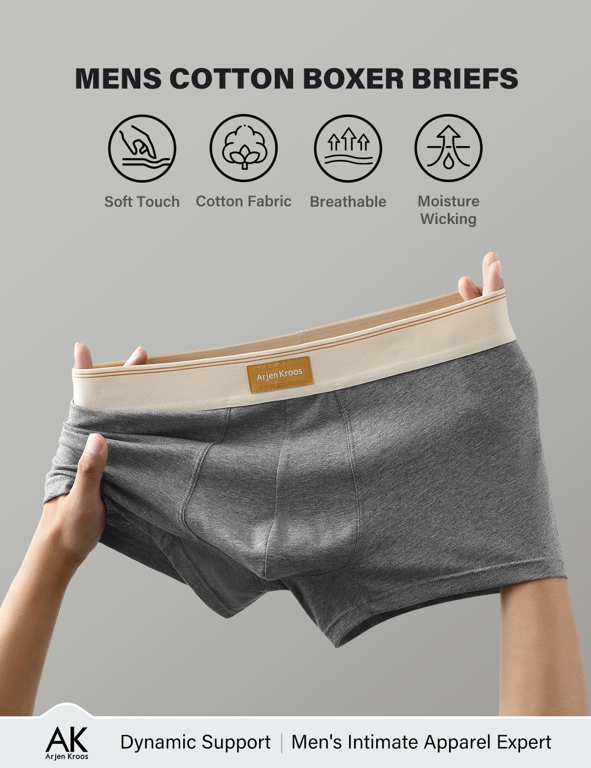 Arjen Kroos Boxers Homme Coton Lot de 4 Caleçon pour Homme sans Etiquette Slip sous-Vetêments Extensible (S - 2XL)