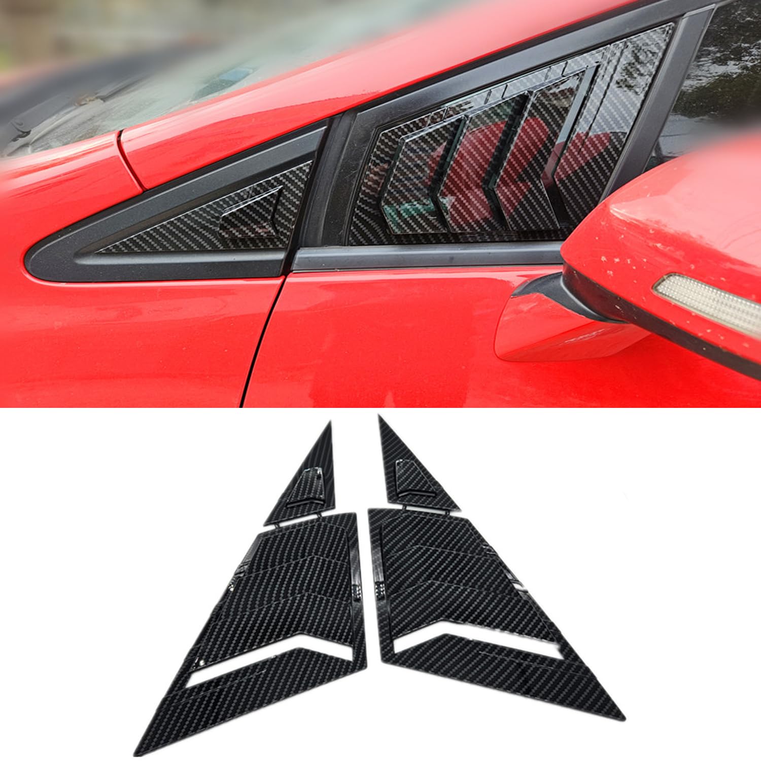 Xhfarce Window Louvers for 9th Gen Honda Civic Sedan 2012 2013 2014 2015 Front Side Window Louvers Air Vent Shades Panel Cover Auto Exterior Decoration Accessories?Front Side Carbon Fiber?