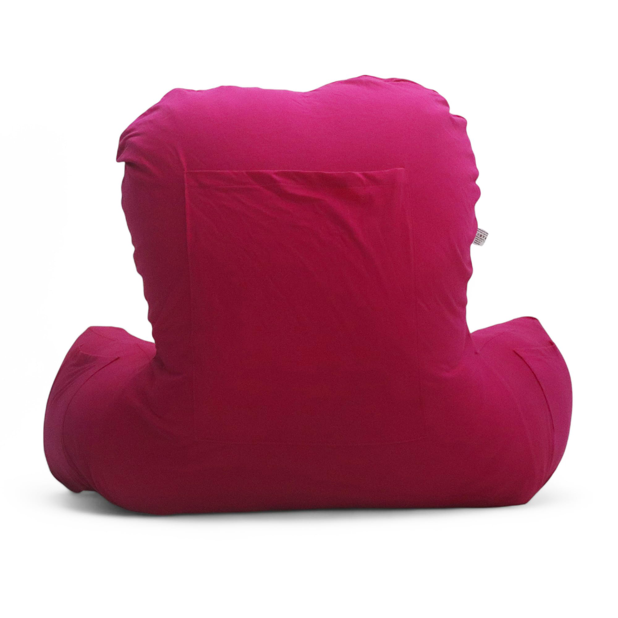 COOZLY BackRest Pillow | Reading Pillow | Bed Support Pillow with High Armrests |100% Cotton Jersey Removable Cover (Fuschia) 1