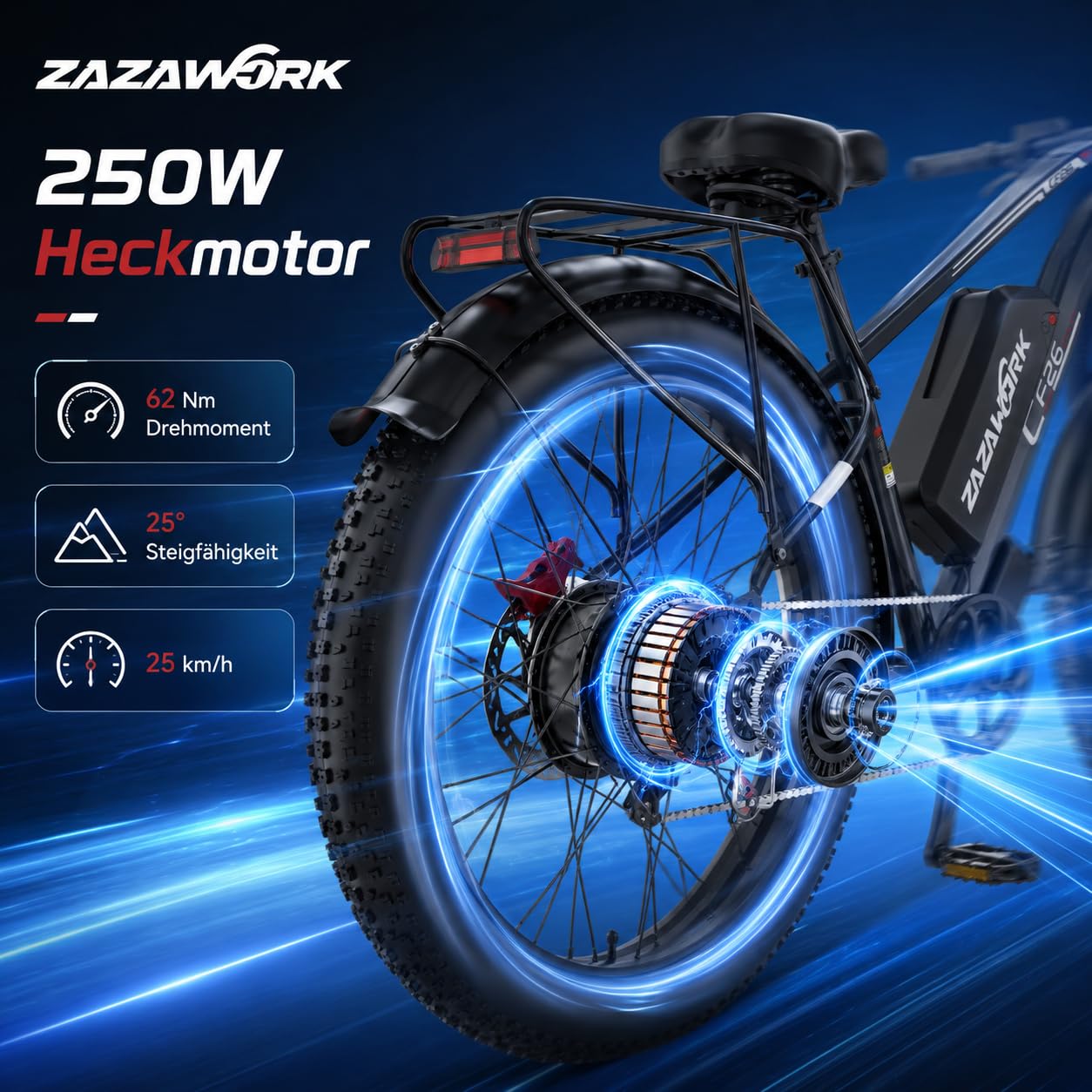E-Bike Herren Mountainbike 250W Motor 25km/h，48V20AH Akku | 100-120km Reichweite, 48V20AH Akku, 7-Gang, Lockbare Federgabel & hydraulische Scheibenbremsen, Für Berg & Trail