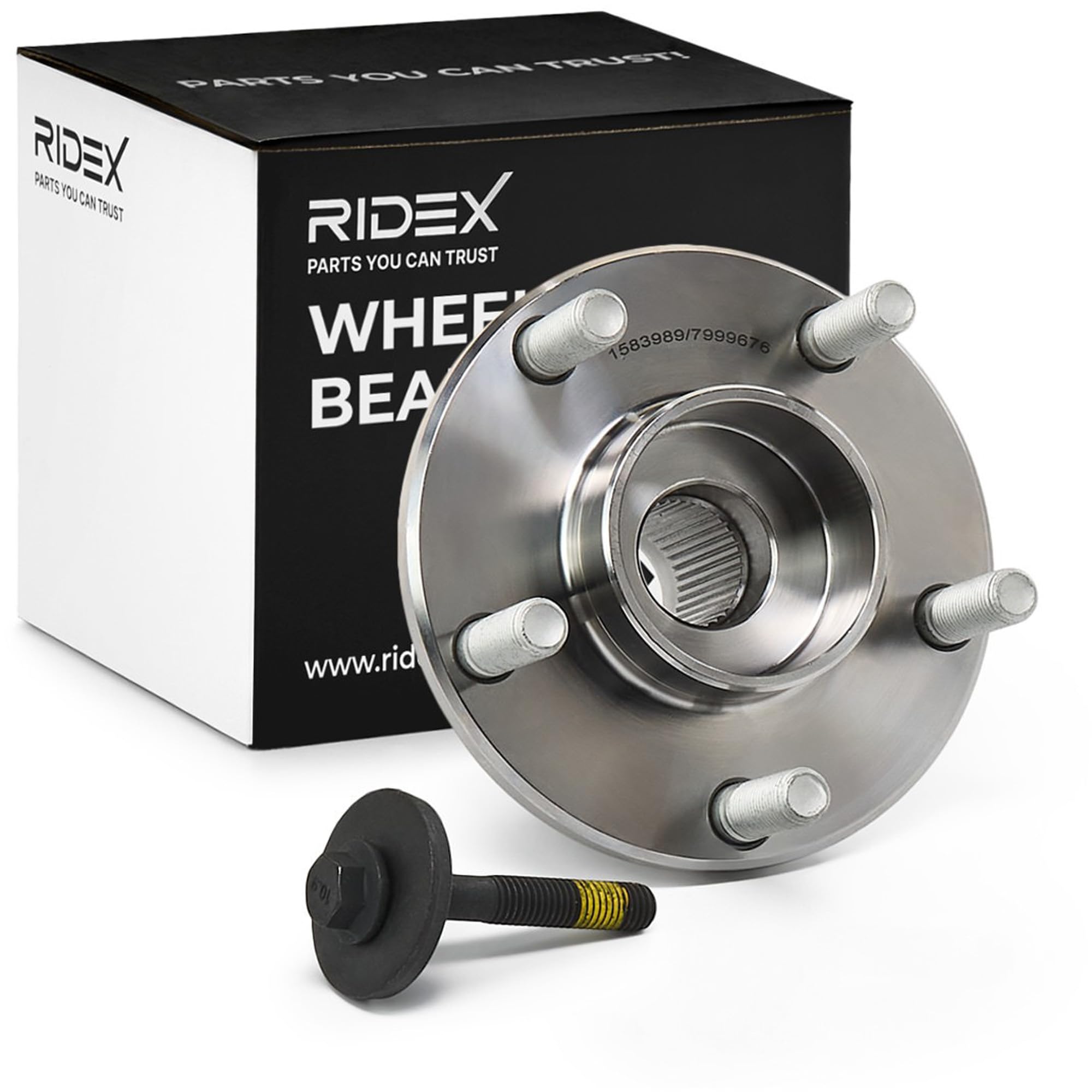 RIDEX 654W0066 Kit de roulement de roue Avant Gauche Avant Droite Roulement de roue intégré au moyeu de roue avec bague magnétique intégré avec bague ABS avec vis Compatible avec FORD