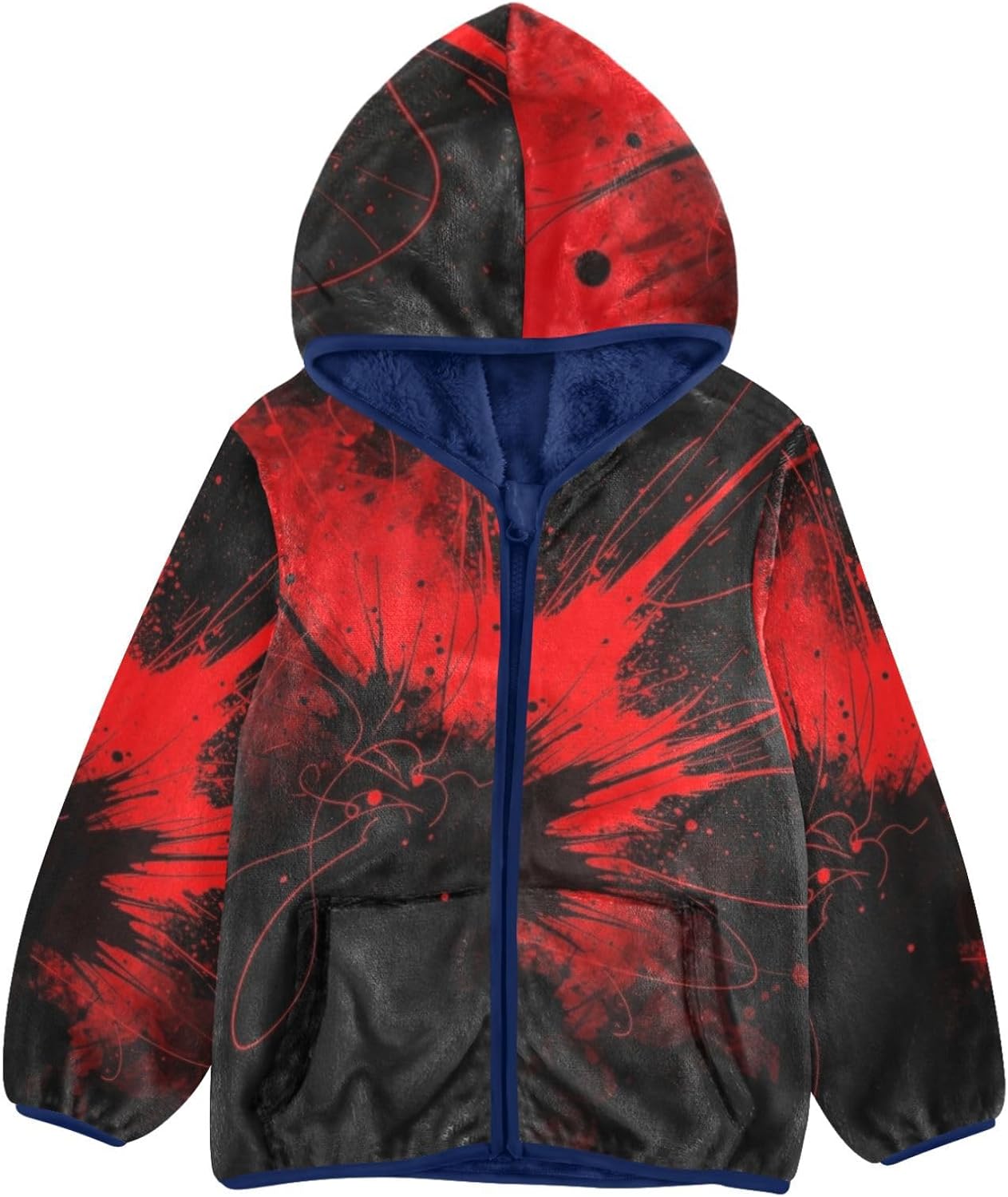 GuoChe Red Splash on Black Background Toddler Light Jackets Children Dress Coat