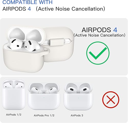 Miniatura 2 de Brujula Funda protectora de silicona para AirPods 4 cancelación activa de ruido compatible con AirPods de 4 generación (Starlight, mejorada)