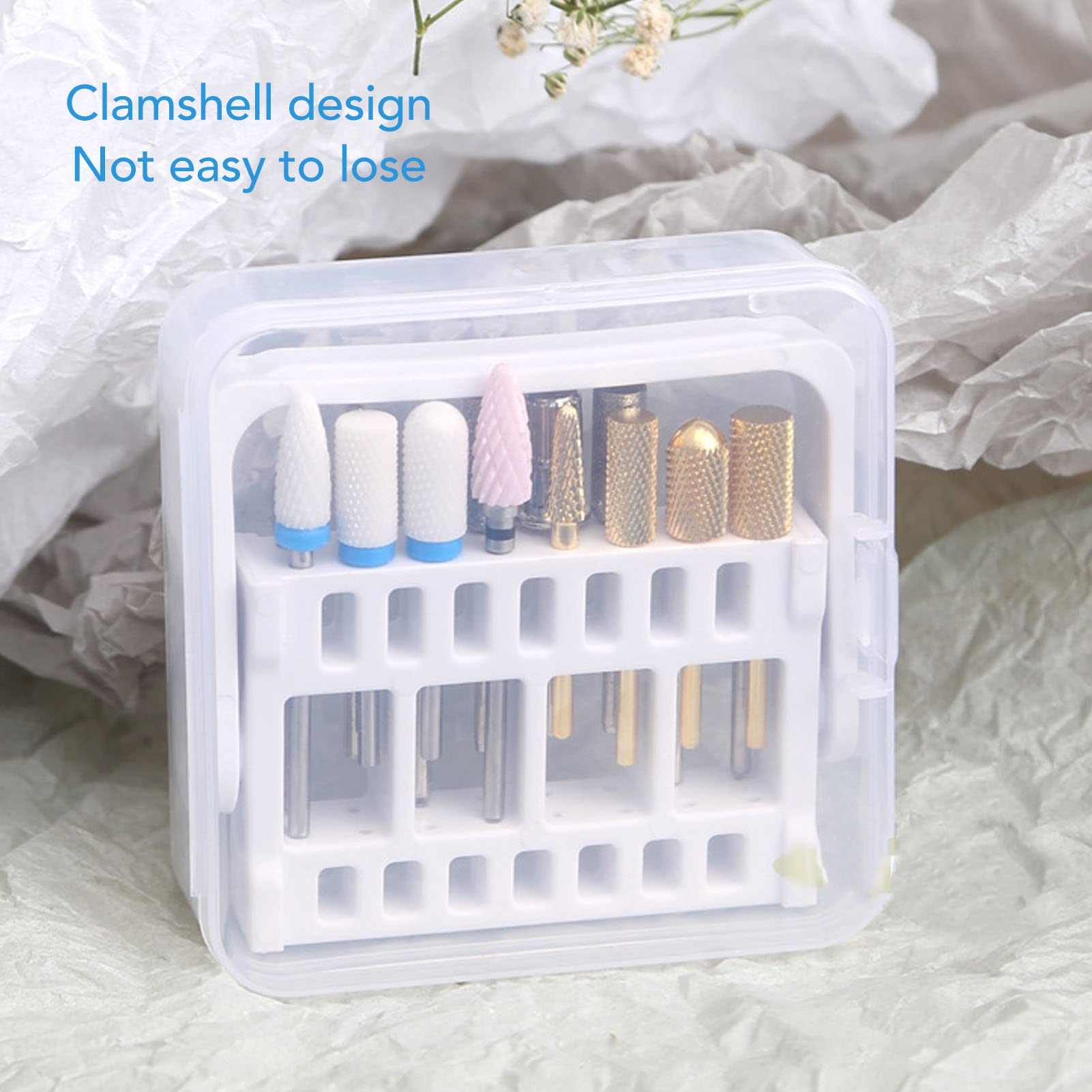 Support de Forets à Ongles, 4 Pièces, Support de Forets à Ongles, Organisateur D'affichage, 16 Trous, Anti-poussière, Présentoir de Forets pour Nail Art, Boîte de Rangement pour