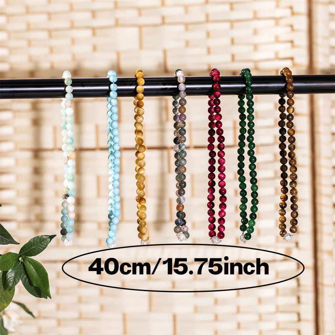 Magnetic Curtain Tiebacks, Natural Stone Beaded Curtain Tiebacks Drapery Shower Sheer Curtain Holdbacks Boho Farmhouse Home Decor,Pack of 2 (Turquoise) image 2