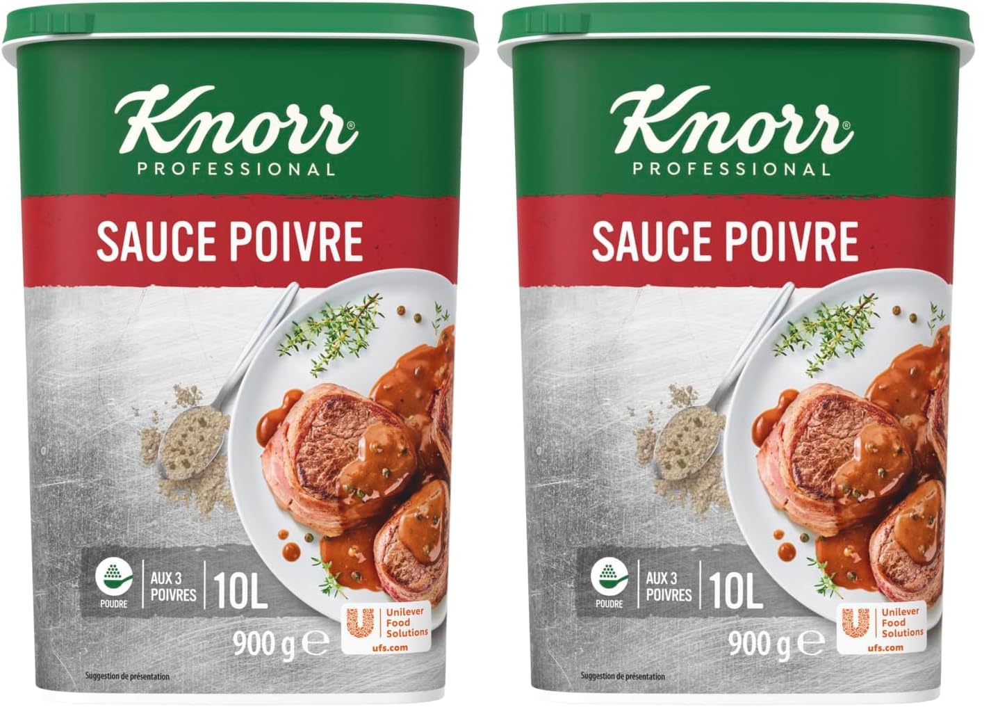 Knorr Professional Knorr Sauce Poivre déshydratée, fabriqué en France, 900g jusqu'à 10L (Lot de 2)