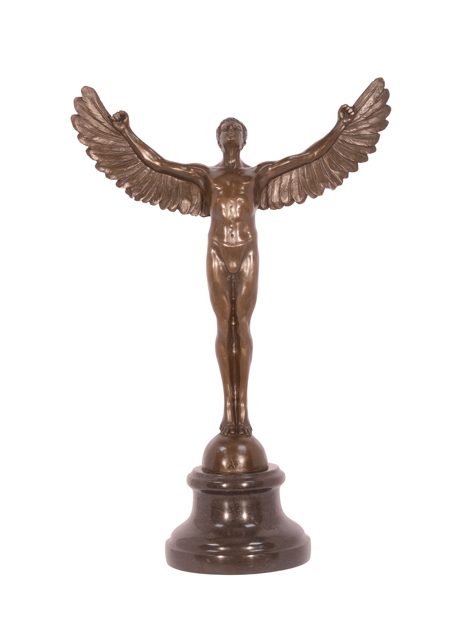 Bronzefigur Skulptur Motiv: Ikarus auf Marmorsockel Bronze Höhe 41,5 cm