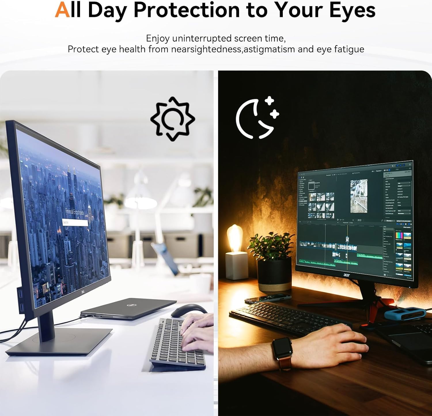 Mamol Filtre Lumière Bleue Protection Écran 24 Pouces 16:9 Anti-Reflet PC Moniteur