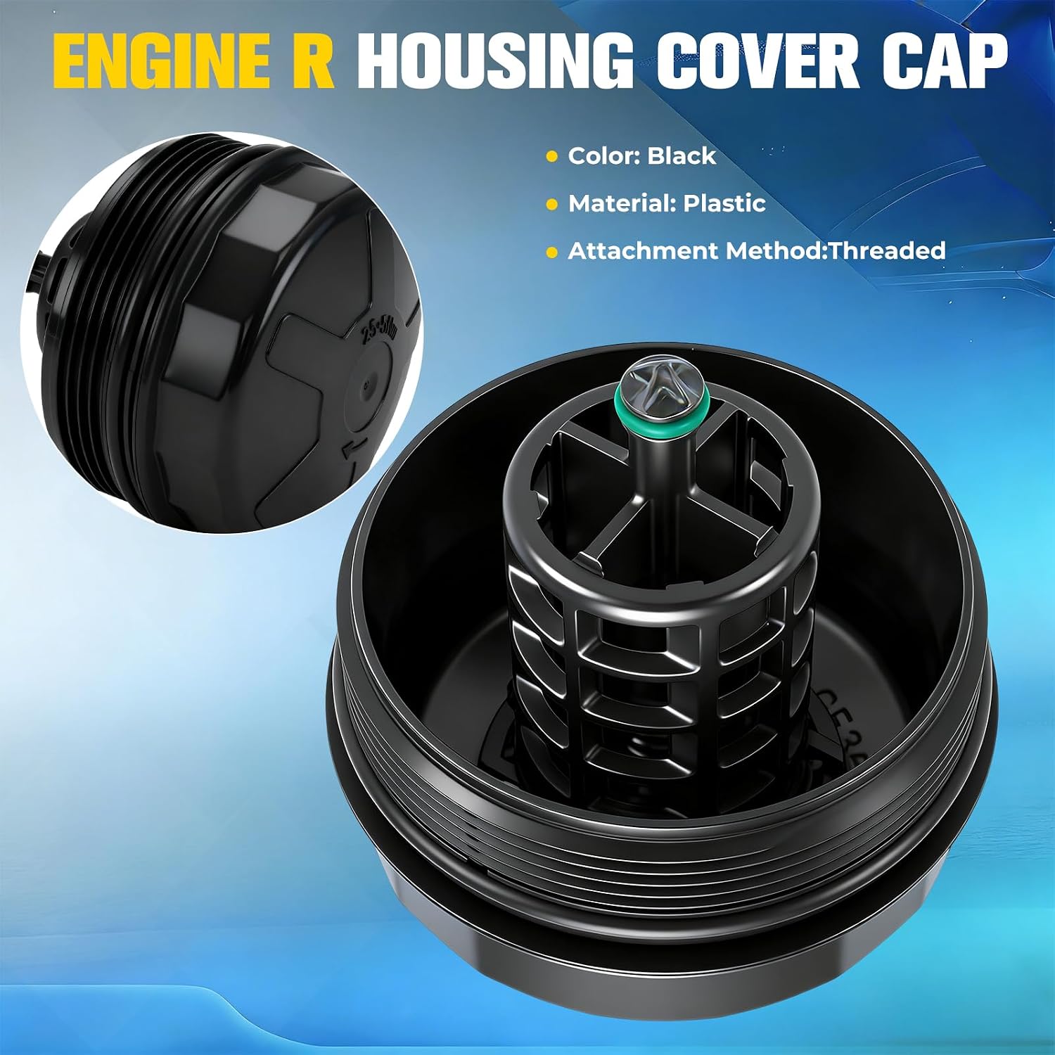 Oil Filter Housing Cover Cap Assembly for BMW X5 X3 328i 335i 528i 128i X6 323i 525i 325xi 328xi 330xi 335xi 525xi 528xi 530xi 535xi 740Li 135i 530i 740i - Replaces 11427525334