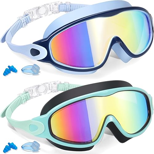 Miniatura 9 de Keary - Paquete de 2 gafas de natación para niños de 3 a 15 años, protección ultravioleta, antivaho, para piscina, agua, para niños, niñas, jóvenes