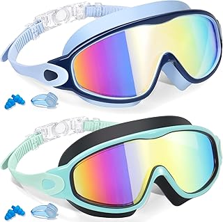 Keary 2 Pack Kids Swim Goggles for 3-15 UV Protection Anti-Fog Pool Water Swimming Goggles For Boys Girls Youth Toddler