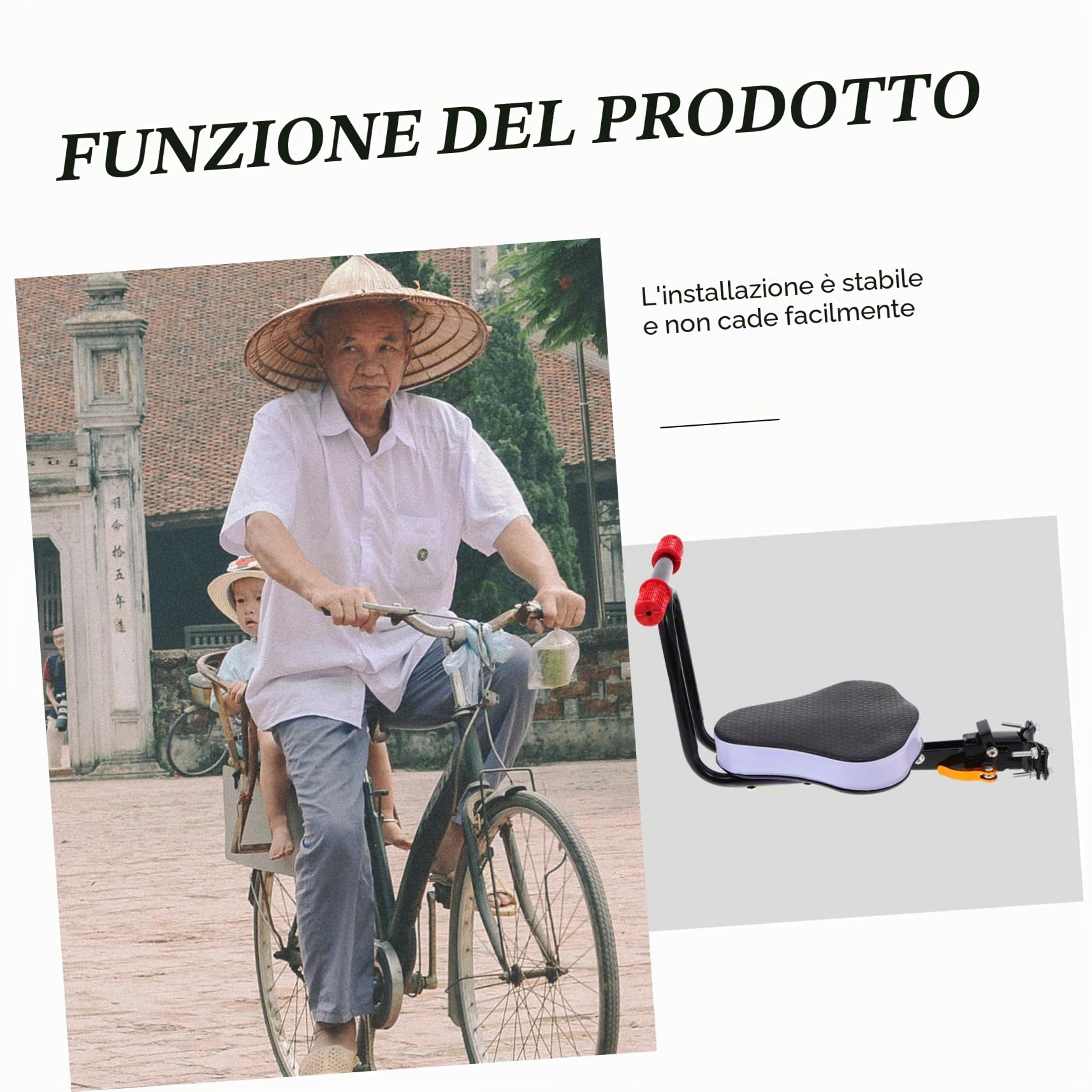 Anneome Seggiolino per Bicicletta Elettrica per Ragazzi con Schienale, Facile da Installare, Imbottitura Confortevole in Spugna e Struttura in Metallo al Carbonio, per Passeggiate Sicure
