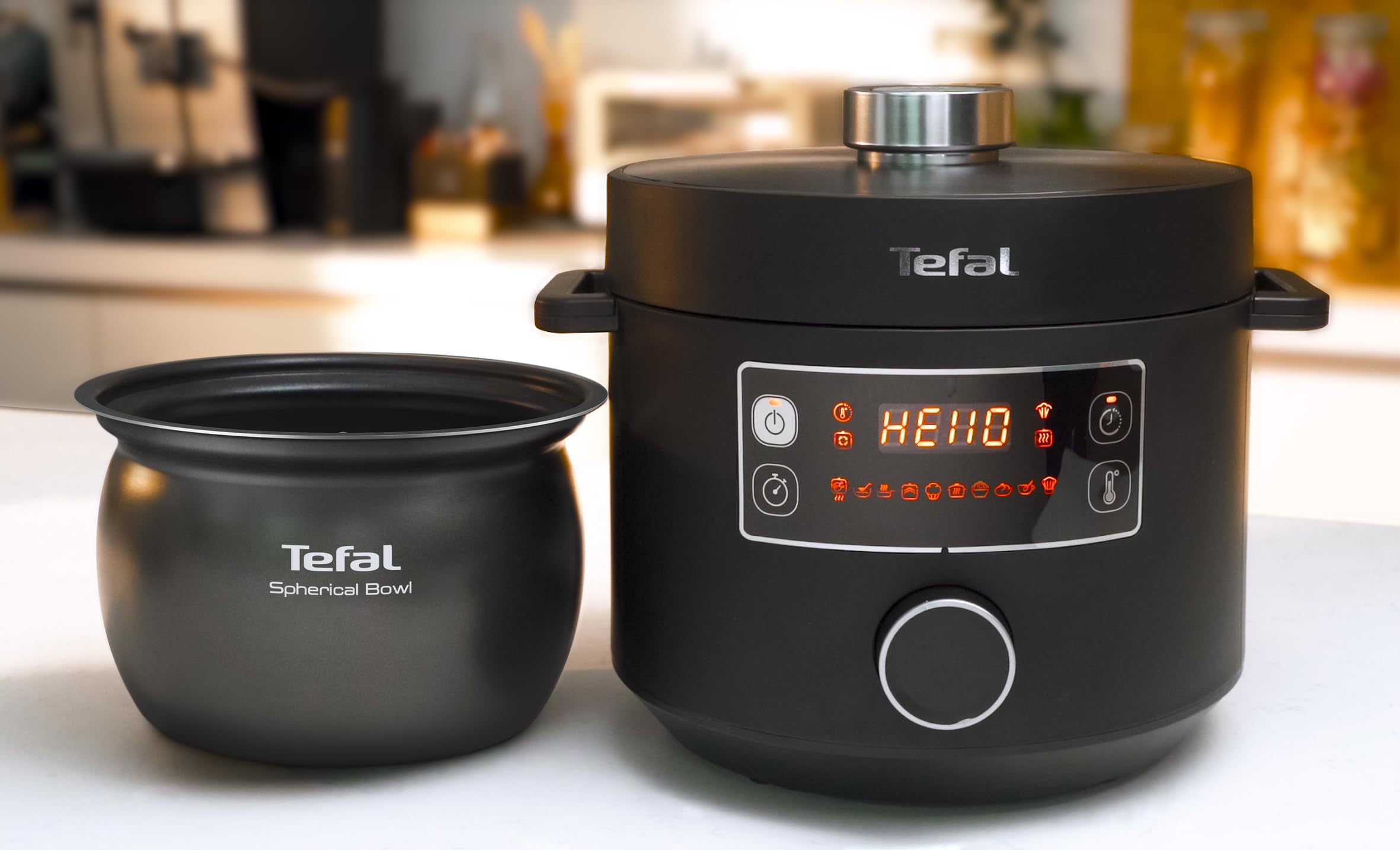 Tefal Turbo Cuisine Multikocher 4,8L, High-Speed & 10 Programme: Dampfgarer, Schmoren, Anbraten, Sous-vide, Reis & mehr, Verzögerung & Warmhaltefunktion, Antihaft, Zubehör inkl., Schwarz, CY7548