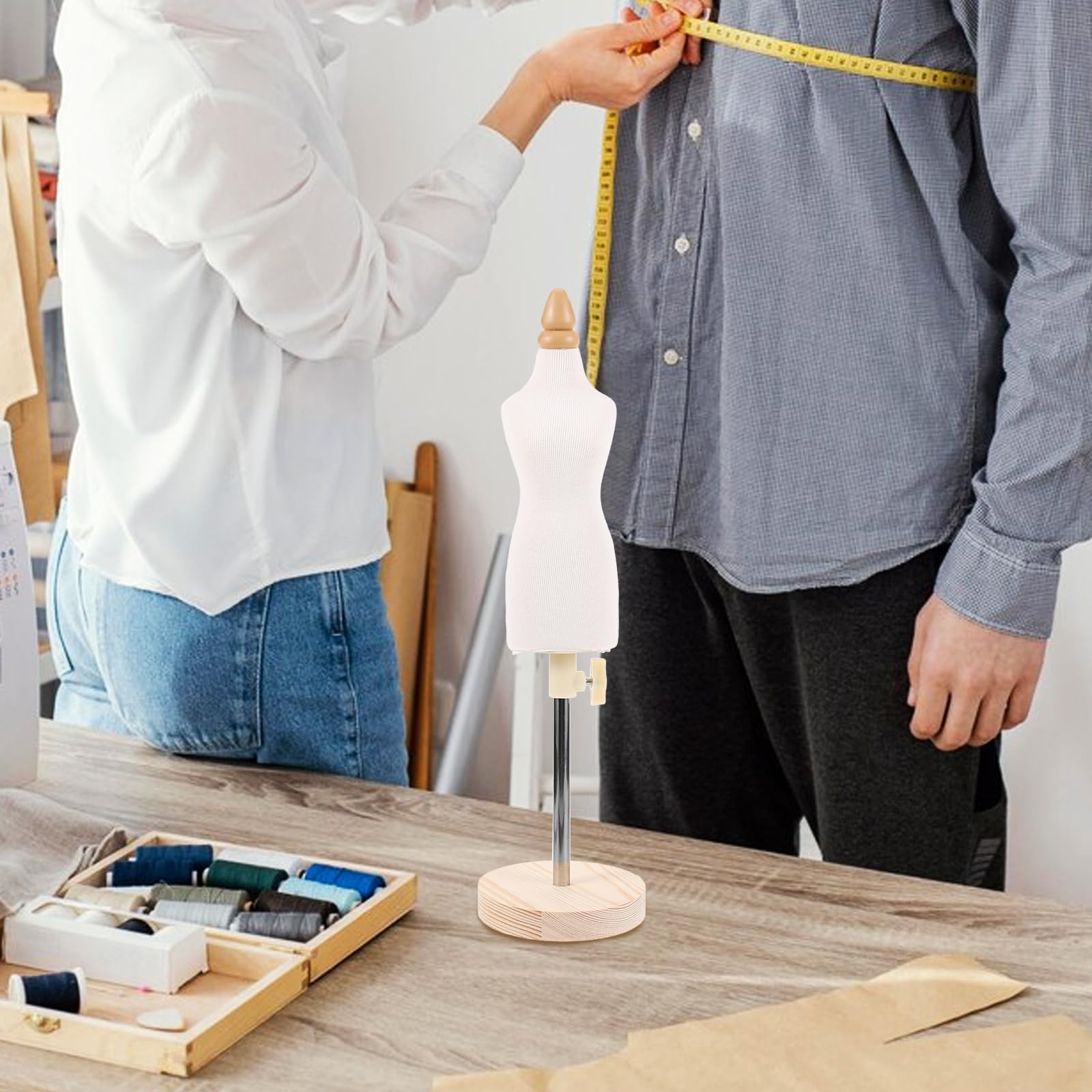 SEWACC Maniquí De Diseño De Ropa Miniatura 1/4 para Muñecas Soporte De Costura para Exhibir Vestidos Busto Femenino De PU Y Algodón Accesorio Creativo para Manualidades